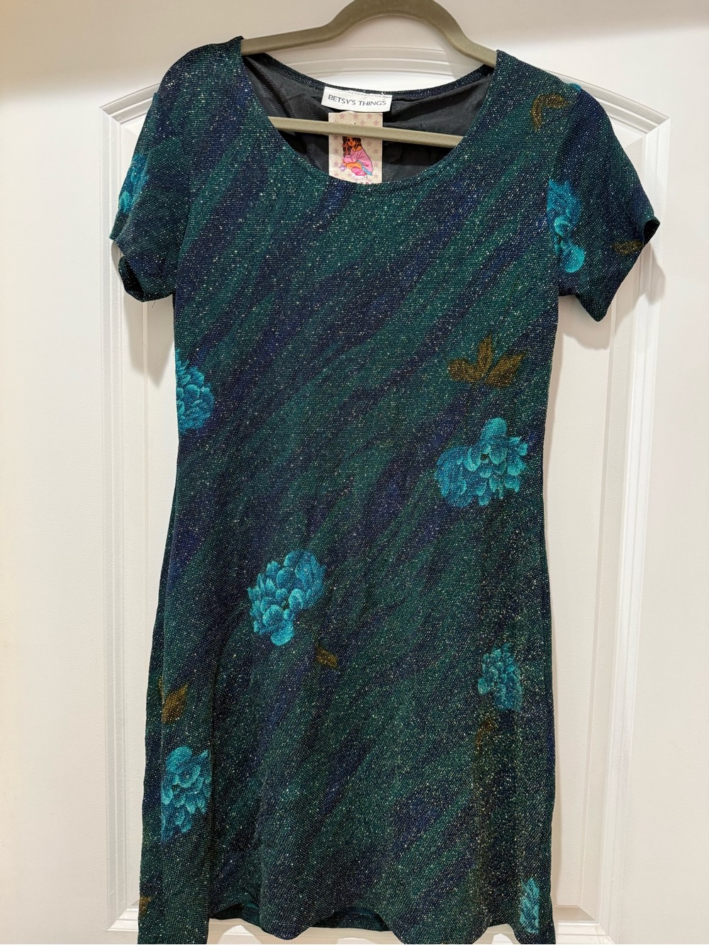 Betsy’s Things Vintage Metallic / Glitter Floral Dress - S/M